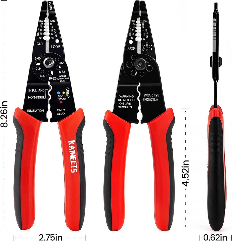 KAIWEETS Wire Stripper 10-22 AWG Wire Splicer Cable Stripper Multipurpose Wire Stripping Tool Electrical Wire Pliers with Screw Cutter - Image 5